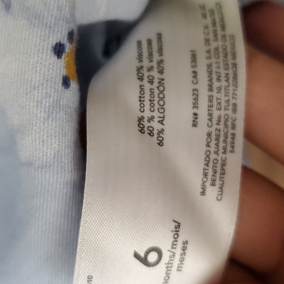 Carter's Baby Girl Sky Blue Floral Sleeveless Ruffle Dress Size 6 Months - Picture 6 of 7